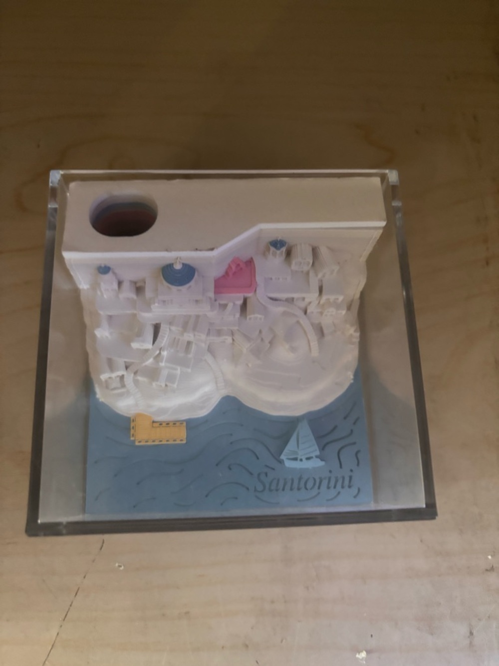 Santorini 3D Resin Souvenir Display - White & Blue